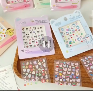 Nail Art Sticker I Cute Cartoon Embossed with Glue remover (Whimsy World)