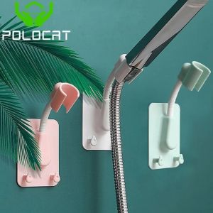 1pc 360 Shower Head Holder Adjustable Self Adhesive Bracket Wall Mount with 2 Hooks for SPA and Bathroom Universal ABS