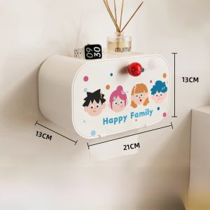 Creative Wall-Mounted Toilet Paper Holder Family Bathroom Tissue Box Paper Towel Rack Nordic Style Storage Shelf Organizer