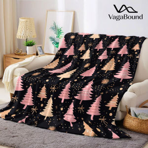 pink gold christmas tree Flannel Blanket Warm Soft Halloween Christmas Decorative Couch Warm Cozy All-Season Gift
