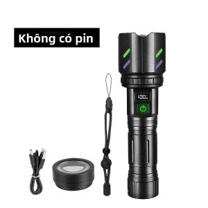 Đèn Pin LED Mạnh Nhất Năm 2025 Với Đèn Laser Tia Trắng Công Suất Đánh Lửa Tập Trung Hiển Thị Năng Lượng Đèn Pin Chiến Thuật Dùng Cho Sinh Tồn Ngoài Trời Chống Nước Hợp Kim Nhôm