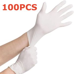 4Mil White Disposable Nitrile Gloves Household Cleaning Gloves Textured Latex Free Garden Work Food Pre Cooking Kitchen Gloves
