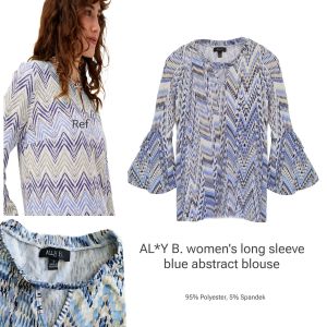 AL*Y B womens long sleeve abstract blue blouse/blouse long sleeve/blouse wanita terbaru