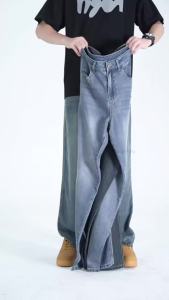 Good Quality Summer Cosy Soft Lyocell Fabric Mens Jeans Loose Wide Leg Pants Elastic Waist Thin Casual Trousers Plus Size 28-40