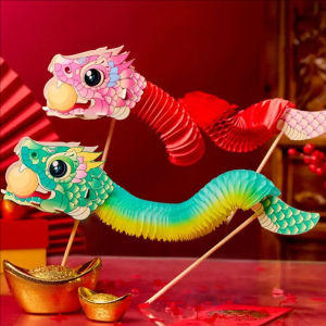 YESPERY Traditional Chinese New Year Loong Honeycomb Paper Toy 2025 Snake Year Pull Flower Blessing Handheld Twisted Snake New Year Gift