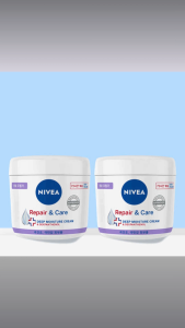 Nivea Repair & Care Cream 400ml x2 | Hypoallergenic Moisturizing Cream for Sensitive Skin | Calming & Hydrating Family Skincare