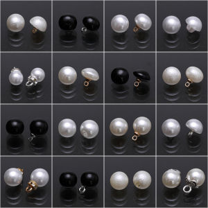 round Black and White Pearl Shirt Button Sweater Cardigan Dress Cheongsam Chiffon Decorative Small Button Mushroom Buckle