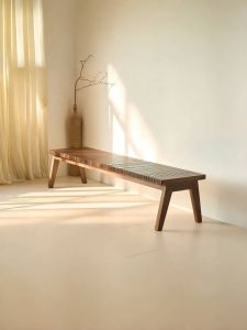 Folding Solid Wood Long Bench with Backrest