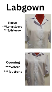 Lab gown/lab coat/nurse coat/doctor coat/lab tech white Katrina fabric with VELCRO/BUTTONS(w/pocket)food industry worker