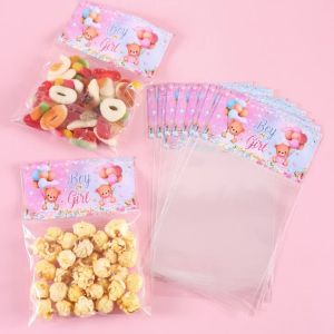 30/50 Chiếc Màu Xanh Hồng Gấu Chủ Đề Giới Tính Tiết Lộ Túi Kẹo Nhựa Bao Bì Quà Tặng Cho Trang Trí Tiệc Christening Lễ Rửa Tội Sinh Nhật