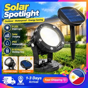 Local Stock🔥 2PCS Outdoor Solar Spot Light IP65 Waterproof 9 LED Garden Lamp Adjustable Landscape Lighting For Yard Patio Lawn Pathway Decoration