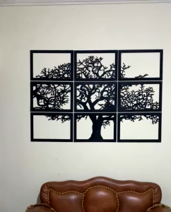 HIASAN DINDING 3D GAMBAR POHON I SET ISI 9 PANEL