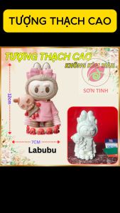 Tượng tô màu Labubu đầu lâu tượng thạch cao trắng (không kèm màu) tô tượng trò chơi trẻ em