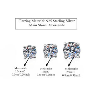 A pair of 925 sterling silver moissanite four-prong screw earrings a simple autumn/winter holiday gift for men and women.