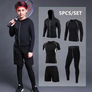 HOLA 2023 Kids Sports Running Set Men Jogging Basketball Underwear Sportswear Gym Tights Breathable Soccer Tracksuit Training Clothes