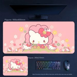 Sanrio | Office Supplies Gift Cute Large Size 90x45cm Non-slip Wrist Table Mat  High-value Desktop Hello Kitty Series Leather Mouse Pad