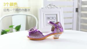 34Angugu 2025 Crystal High Heels Kids Fashion Shoes Girls Shoes Girls Leather Childrens Female Student Princess Korean Version Spring Summer