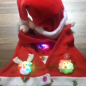 Christmas Hat With Lights Santa Elk Snowman Party Needs Xmas Hats With LED Glowing Cartoon Children Adult New Year Festival Supplies Xmas Decorations Christmas Tree Hats For Baby Kids