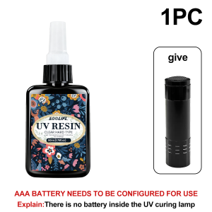 LOOLIFL | 50G/1000G Crystal-Clear Hard Uv Resin Fast-Curing Low Viscosity Epoxy Resin Yellowing Resistant Odorless Quick-Drying Suitable for Jewelry Making Casting and Processing Solar Active Adhesive.