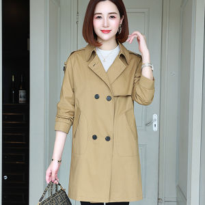 HENGYUANXIANG | เสื้อแจ็คเก็ตผ้าฝ้ายแท้ 100% ทรงหลวม สำหรับผู้หญิง สีน้ำเงิน ทรงหลวม ยาวปานกลาง เสื้อคลุมกันหนาวฤดูใบไม้ผลิและฤดูใบไม้ร่วง