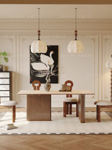 Delifeng Rock Board Hole Stone French Style Dining Table Home Use Small Luxury Cream Semi-Circular Rectangle Living Room Table