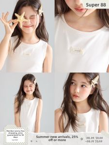 MUCMUKN | Stretchy Lyocell Pique Lace Trimmed Girls Vest