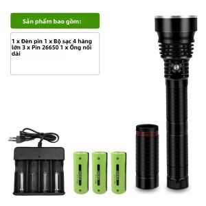 Đèn Pin Lặn LED Mạnh Nhất 800M Đèn Lồng Dưới Nước Siêu Sáng Đèn Pin Lặn Chuyên Nghiệp IPX8 Đèn Lặn Bằng Hợp Kim Nhôm Màu Đen