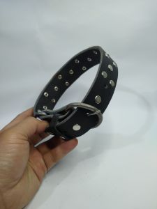 Kalung anjing kulit warna hitam ukuran besar kecil original