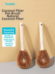 Yunlei | Natural Coconut Bristle Clean Brush Wood/Plastic Handle Hanging