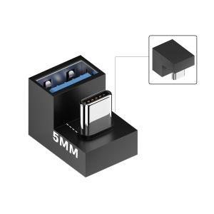 USB Type C 3.1 Male to USB 3.0 A Female Adapter 180 Degree U Shape Angled OTG Converter for Cell Phone Tablet Laptop 5/9/11mm