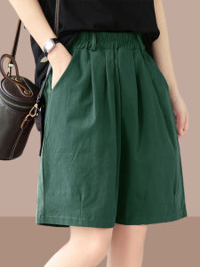 Womens Shorts 2025 New Summer Thin High Waist Loose Slender Five Length Pure Color Breathable Casual Pants Polyester