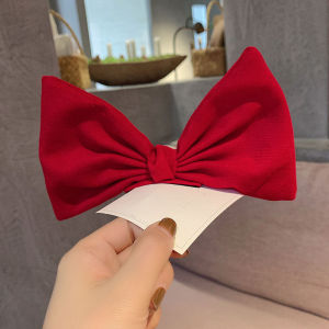 New Year Hair Accessories Red Oversized Bow Barrettes Princess Temperament Ponytail Clip Childrens Western Style Back Head Hairpin Female