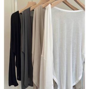 Grey Ice Silk Sunscreen Summer Blouse