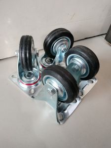 Paket roda 3in karet hitam 2 Hidup 2 Mati Roda troli set 4pcs 3"