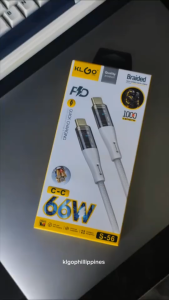 KLGO S-56 66W High-Speed Type C to Type C Fast Charger USB Cable 6A 1Meter Braided Data Sync Cable