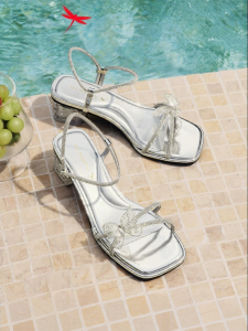 Reddragonfly | Silver Summer Coarse Heel Sandals