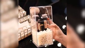 SK-K18 Kotak Penyimpanan Brush Make Up Acrylic + Mutiara / Kotak Brush Penyimpanan Kuas Kosmetik Akrilik Organizer
