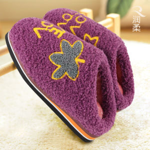Dép Bông Teddy Thủ Công Dày Chống Trượt Ấm Áp Trong Nhà Mùa Thu Đông Dép Cotton Nam Nữ Thường Ngày Chống Trượt