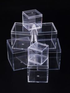 Transparent PS Plastic Storage Box Square Candy Wedding Candy Gift Storage Insect Rearing Box Desktop Organizer Antibacterial