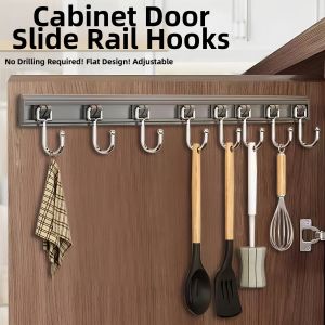 NAIFUNA | No-Drill Kitchen Hook Cabinet Organizer Sliding Rail