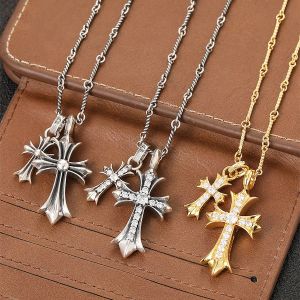 C&H สร้อยคอเงินสเตอร์ลิงสำหรับผู้ชายสร้อยคอไม้กางเขนคู่ S925จี้เพชรหล่อสร้อยคอคู่รักสร้อยคอเฉพาะตัวสไตล์พังค์ของขวัญสำหรับผู้ชาย