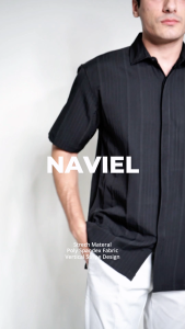 Casella Kemeja Pria Lengan Pendek Strech Naviel Stripe Design