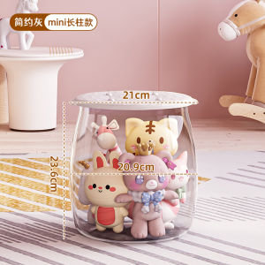 Transparent Storage Bucket Doll Toy Organizer Plushie Figure Arranger Childrens Collectible Figurine Storage Stool Home Decor
