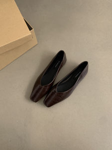 Flats Silver Single-Layer Shoes Womens Spring and Autumn K-style French Style Temperament Every Night Work Clothing Slip-on Low Heel Flat Small Leather Shoes