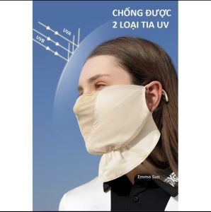 Khẩu trang bèo nhún chống nắng có khả năng cản được tia UVA UVB chất liệu vải chiffon