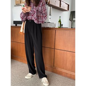 Quần Ống Rộng Cạp Cao Cho Nữ Mùa Thu 2021 Phong Cách Mới Quần Dài Ống Đứng Rộng Rãi Quần Dài Thường Ngày Quần Dài Đến Sàn