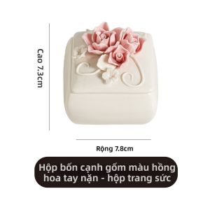 FENGBAI | Hộp Đựng Trang Sức Gốm Handmade Màu Hồng Sáng Tạo