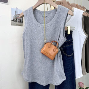 Thirteen Rows Elastic Thread plus Size Vest Summer Slimming Belly-Covering Arc Hem plus Size All-Matching Sleeveless Tops Female