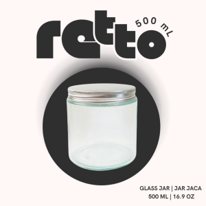 RETTO Straight Glass Jar 500 mL Toples Kaca Kaca Jar Kaca Cantik