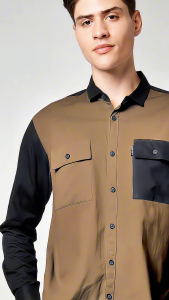 Kemeja Polos Kombinasi Lengan Panjang – Katun Twill Nyaman | Kantong Dua Banyak Warna